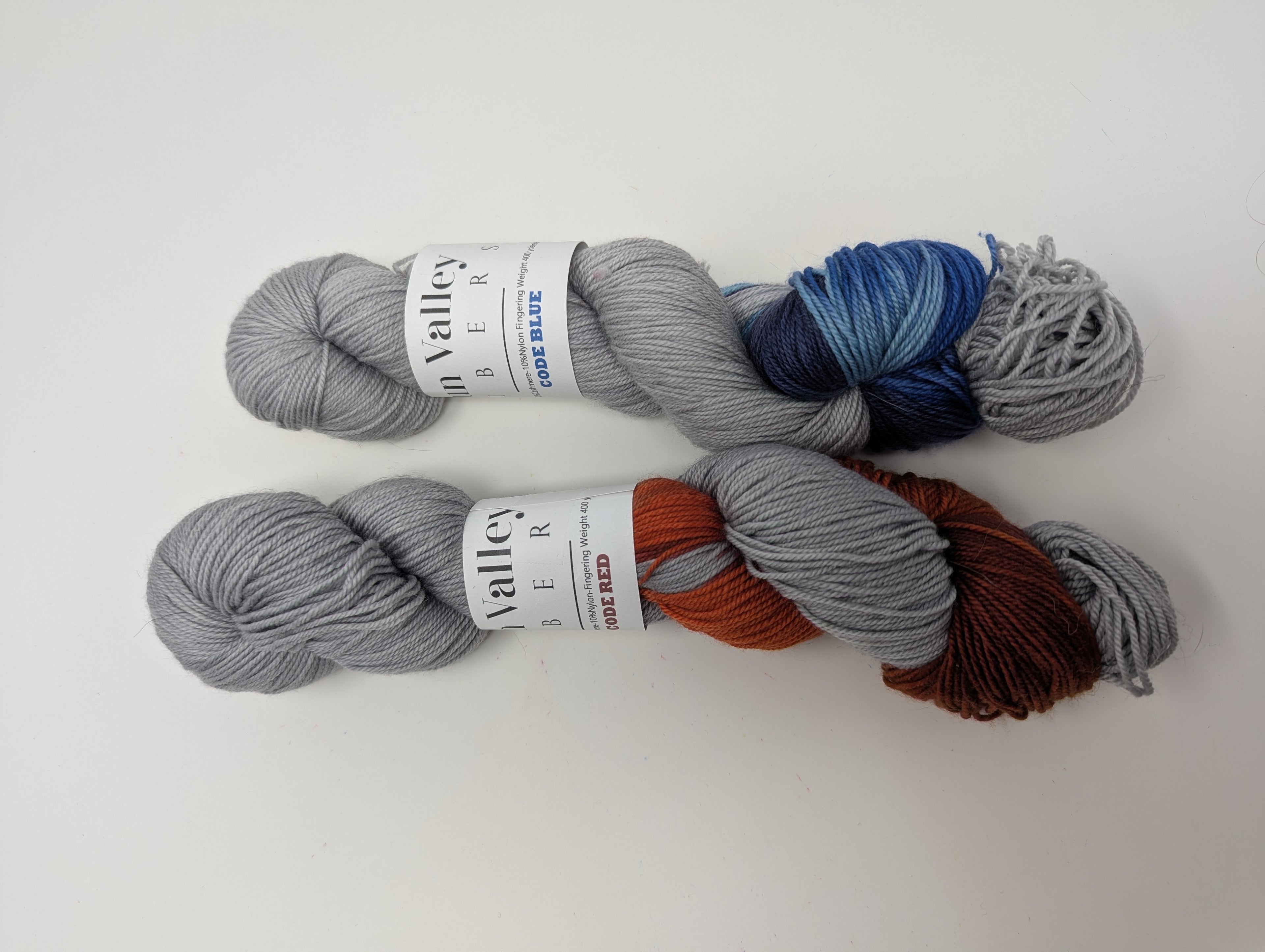 Sun Valley Fibers MCN Fingering - code Red and code Blue